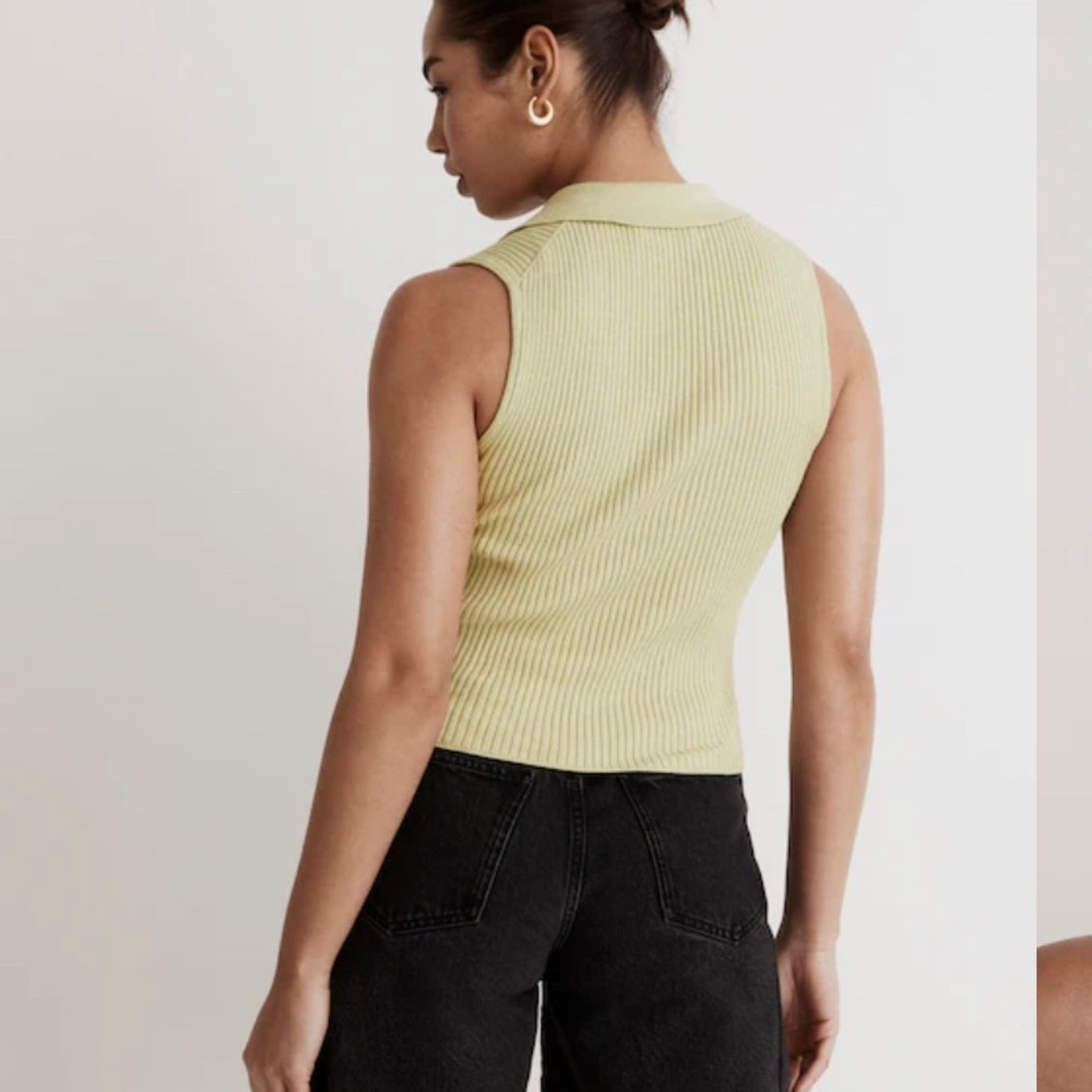 Madewell Owen Polo Sweater Tank in faded seagrass - Picture 4 of 4